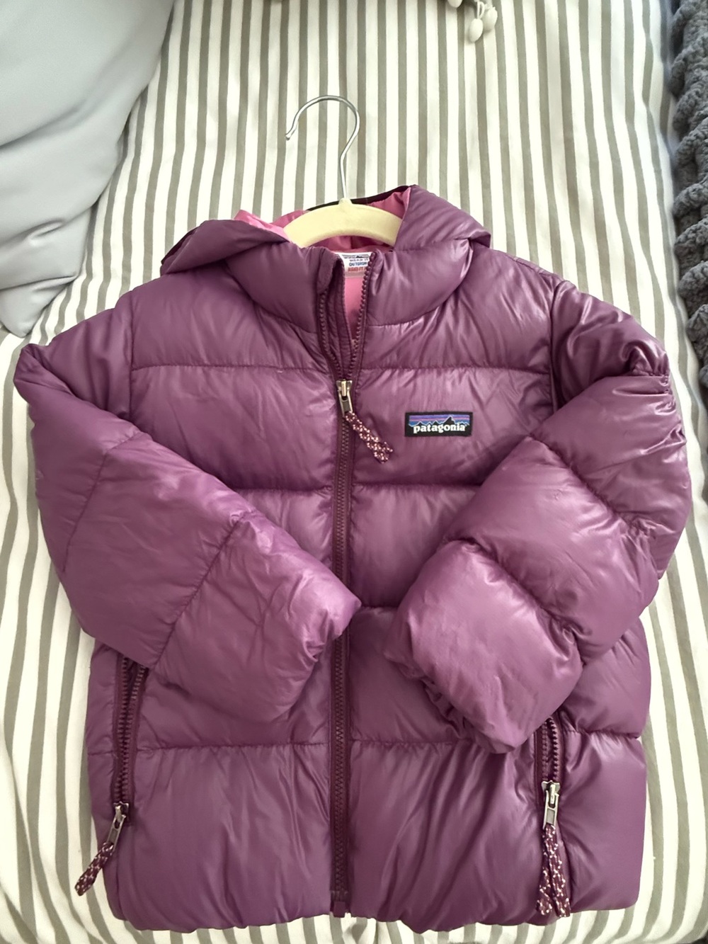 Patagonia Kids Plum Hooded Puffer Jacket